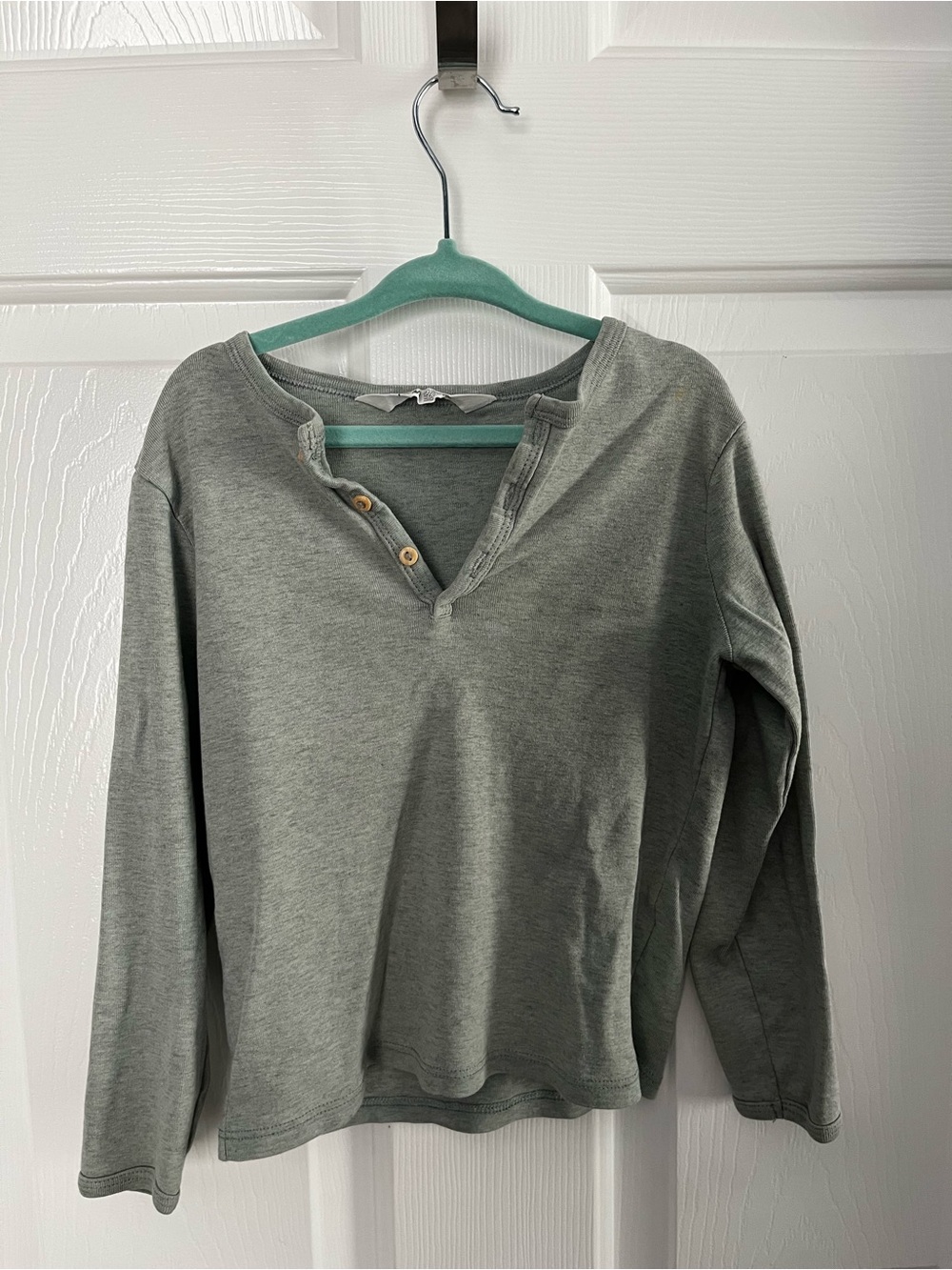 H&M Ribbed Long-Sleeve Tee in Sage Green